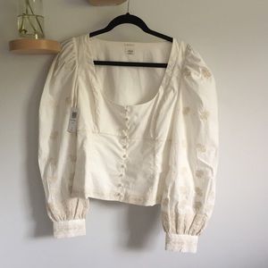 Aritzia Puff Sleeve Bohemian Blouse